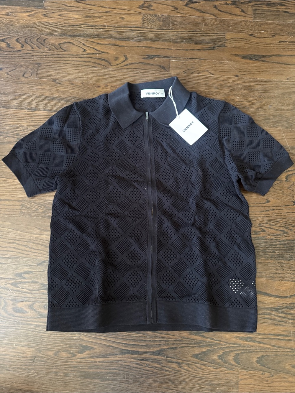 Venroy DIAMOND ZIP KNIT COTTON SHIRT